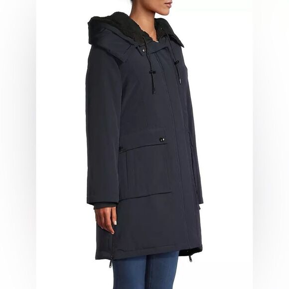 Sam Edelman | Navy Hooded Parka Coat | size large - Picture 1 of 10